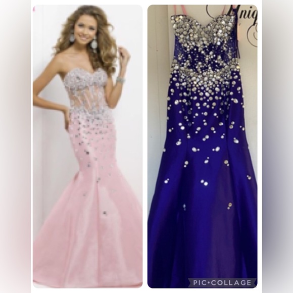 Blush Amethyst color strapless Sheer corset mermaid gown